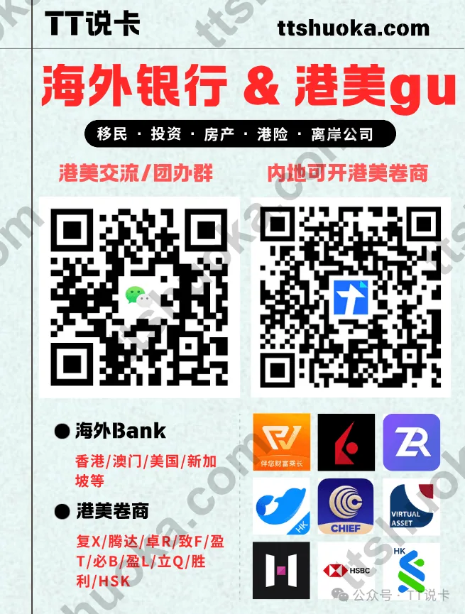 TT说卡海外银行与港美股交流群二维码