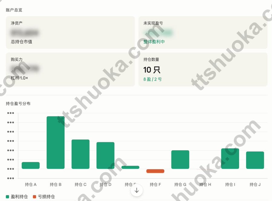 Claude 整理 IBKR 账户概览，包括净资产、未实现盈亏、购买力和持仓数量