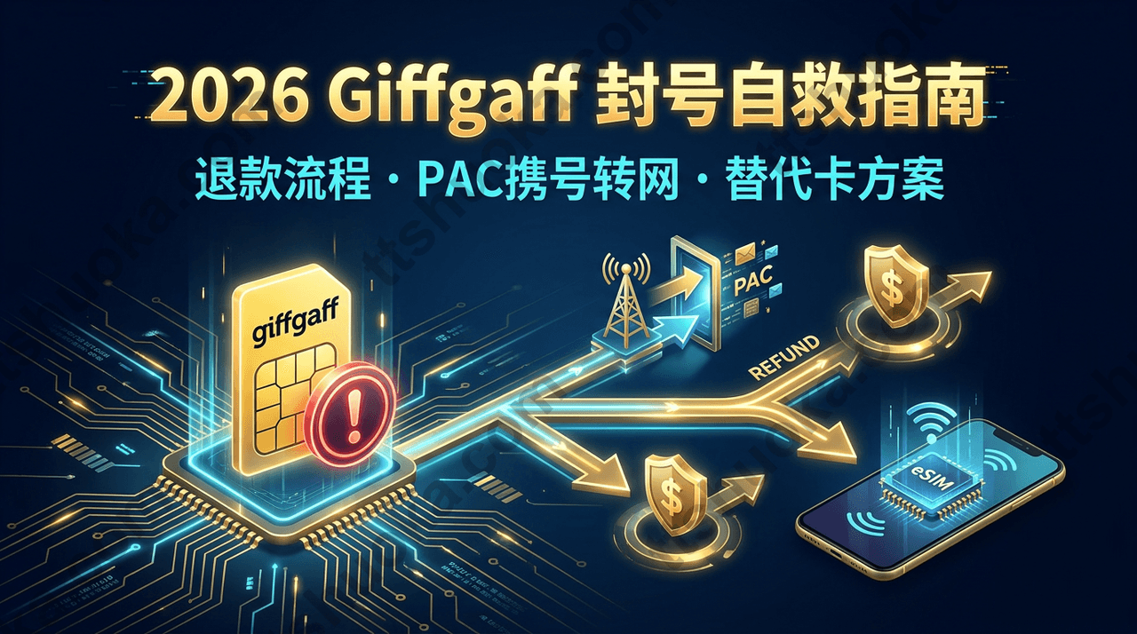 2026年Giffgaff卡风控封号自救指南：退款流程、PAC携号转网与长久保号替代方案