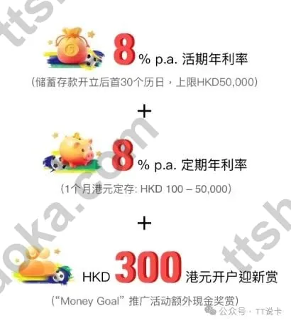 香港平安数字银行开户即送 HKD300 及两张 8% 加息券奖励图