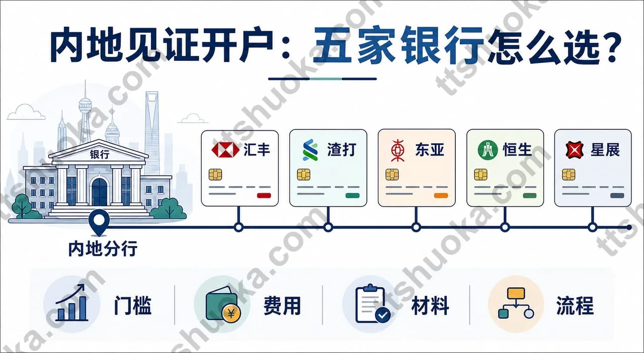 2026香港银行内地见证开户五大银行对比：汇丰、渣打、东亚、恒生、星展门槛、费用与流程