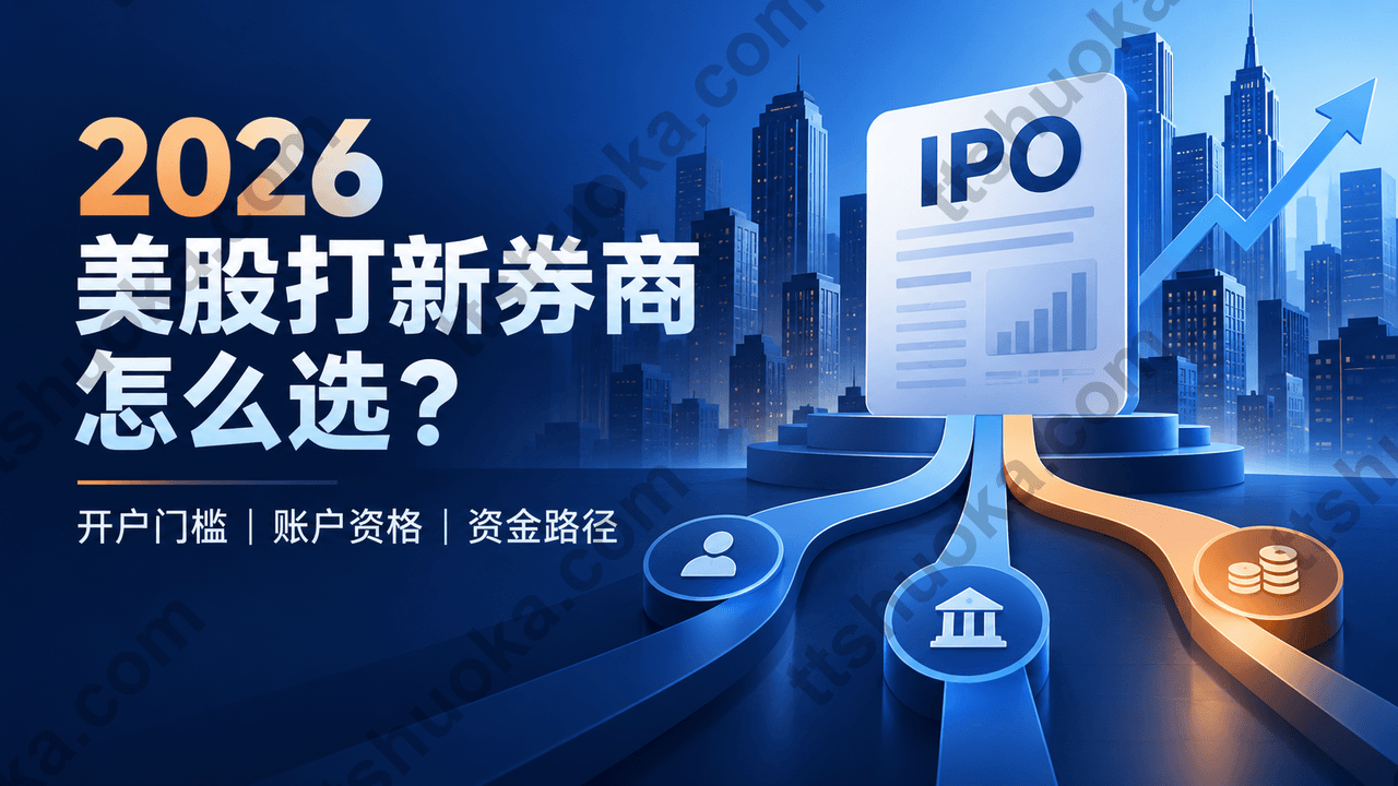2026 美股打新券商选择封面图,展示开户门槛、账户资格和资金路径