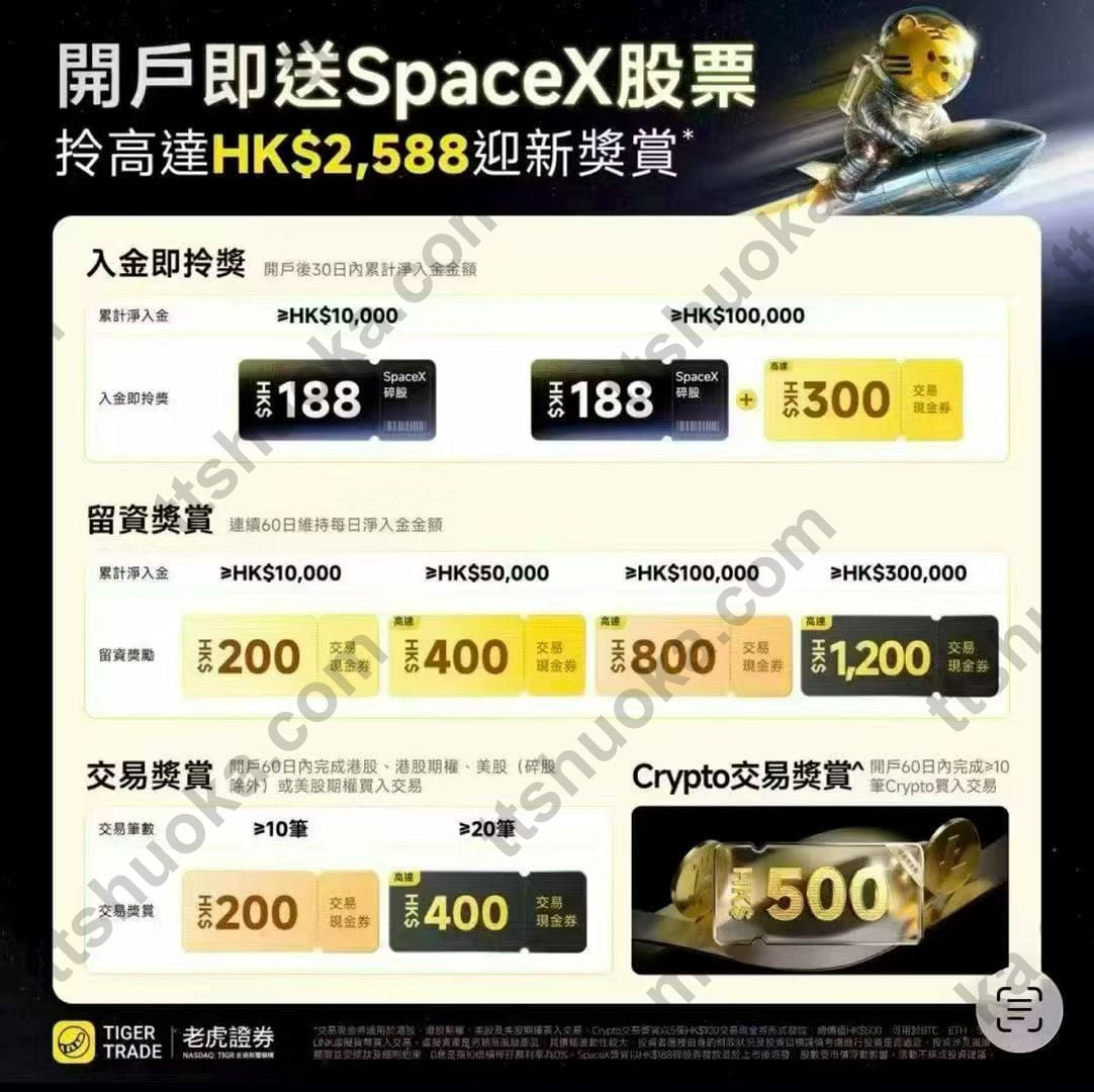 老虎证券香港开户最高 HK$2,588 迎新奖励海报